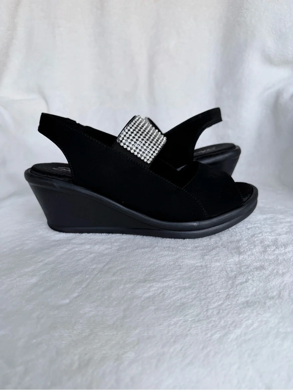 Skechers Sandals Womens 7 Cali Rumblers Sparkle Slingback Wedge Heels SN 38587 - Picture 9 of 11